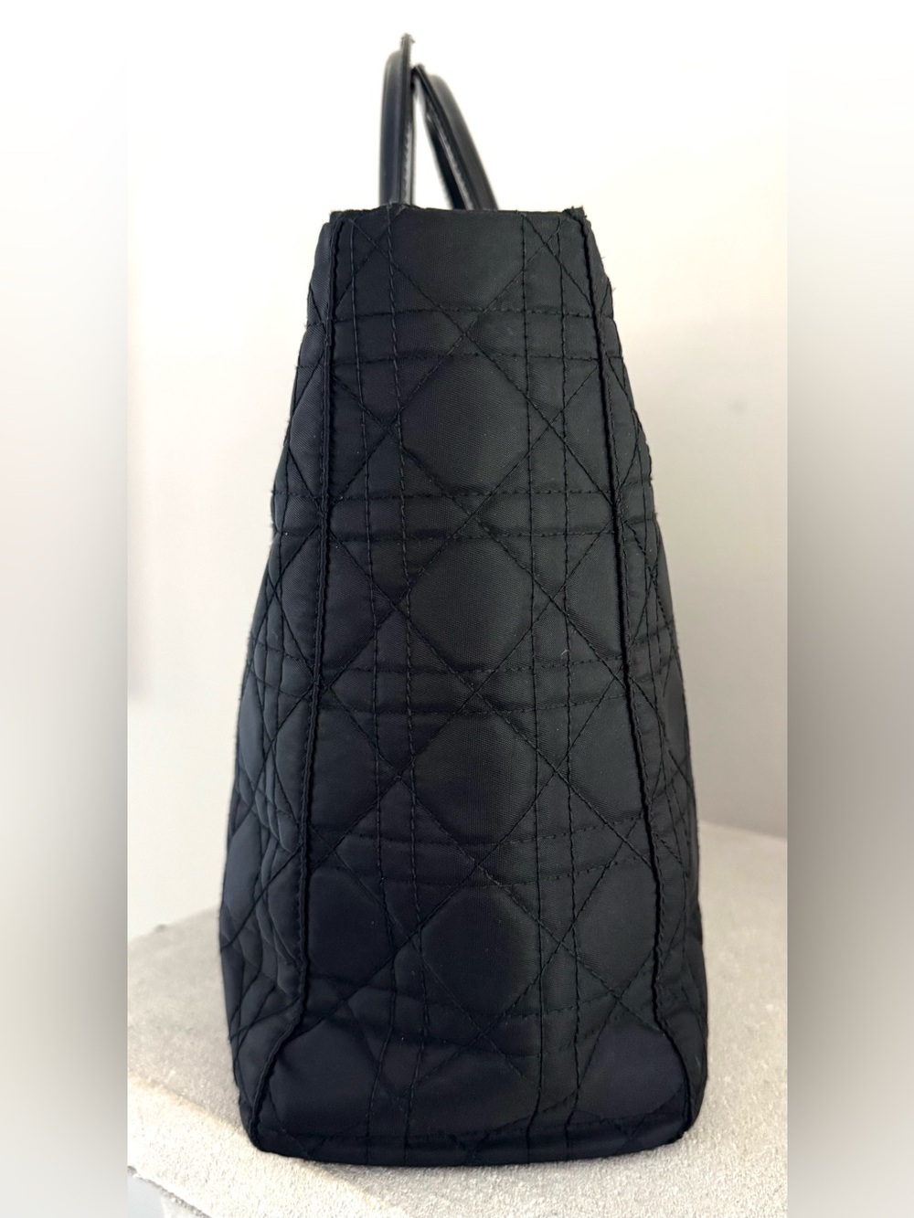 CHRISTIAN DIOR Vintage Large Black Quilted Nylon Lady Dior Tote Bag - Picture 8 of 12